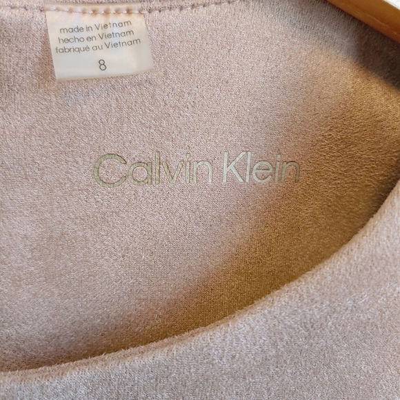 Calvin Klein Faux Suede Sheath Slim Fit Dress Sz 8 Career Evening Cocktails - Picture 6 of 11